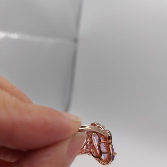 Vintage Rose Gold over Sterling 925 Amethyst Ring Hallmarked - Picture 4 of 8